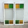 Pair of Heritage embossed stained glass timber casement windows.