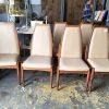 Vintage set of 6 cream and wood high backed dining chairs