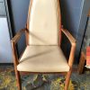Vintage set of 6 cream and wood high backed dining chairs - Image 4