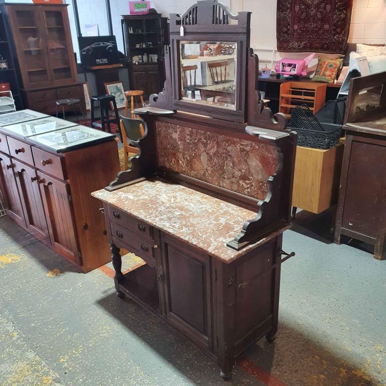 Marble top buffet old wash table Krivo's shop
